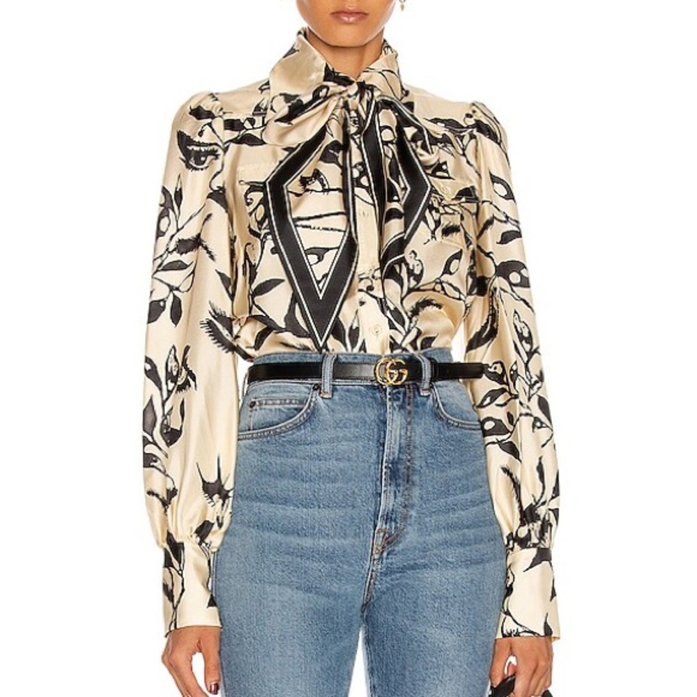 Zimmermann Ladybeetle Scarf Tie Silk Shirt - Picture 1 of 12